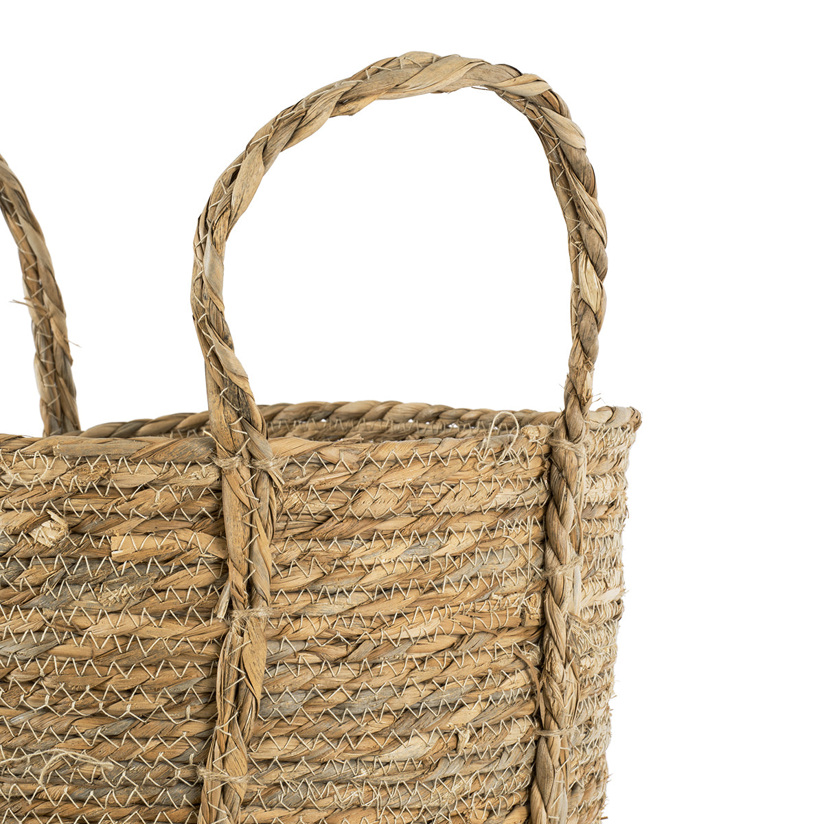 GloboStar® Artificial Garden TINOS 20292 Διακοσμητικό Πλεκτό Καλάθι - Κασπώ Γλάστρα - Flower Pot Μπεζ Φ35cm x Υ30cm - ledmania.gr