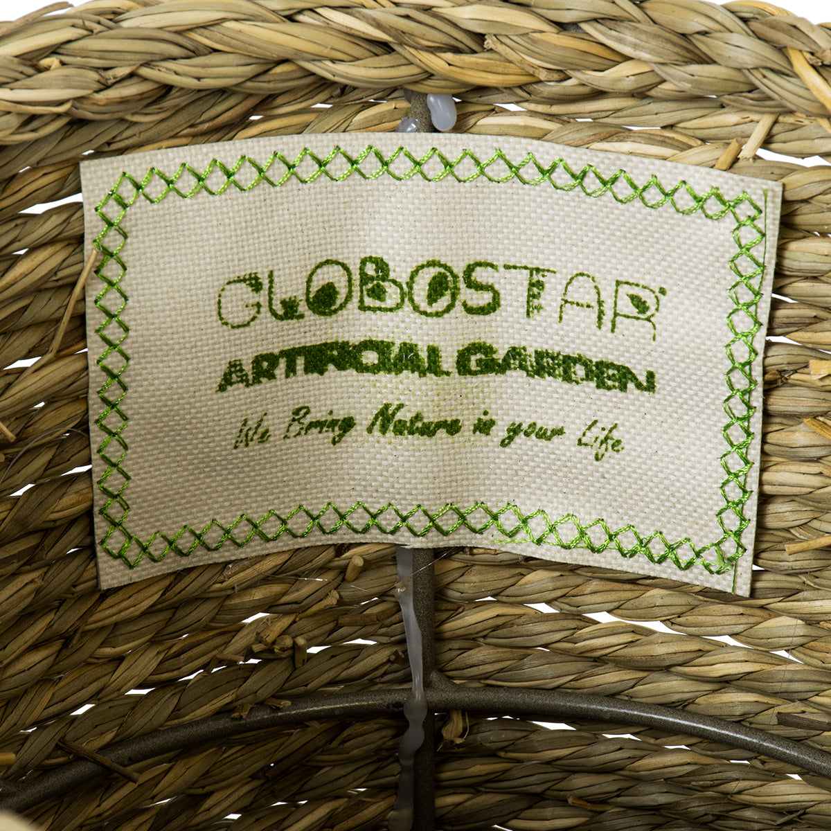 GloboStar® Artificial Garden THASSOS 20293 Διακοσμητικό Πλεκτό Καλάθι - Κασπώ Γλάστρα - Flower Pot Μπεζ με Καφέ Φ20cm x Υ22cm