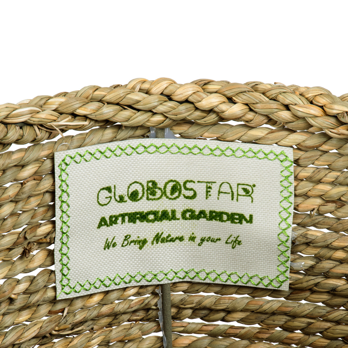 GloboStar® Artificial Garden THASSOS 20294 Διακοσμητικό Πλεκτό Καλάθι - Κασπώ Γλάστρα - Flower Pot Μπεζ με Καφέ Φ26cm x Υ24cm - ledmania.gr