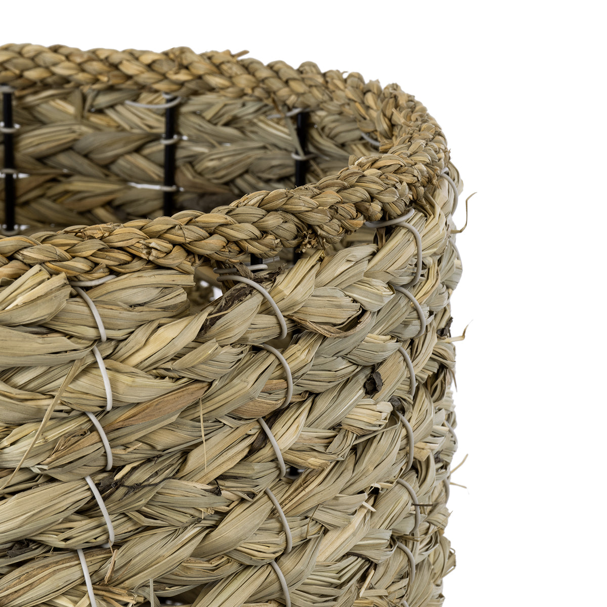 GloboStar® Artificial Garden SKOPELOS 20298 Διακοσμητικό Πλεκτό Καλάθι - Κασπώ Γλάστρα - Flower Pot Μπεζ με Καφέ Φ26cm x Υ55cm - ledmania.gr