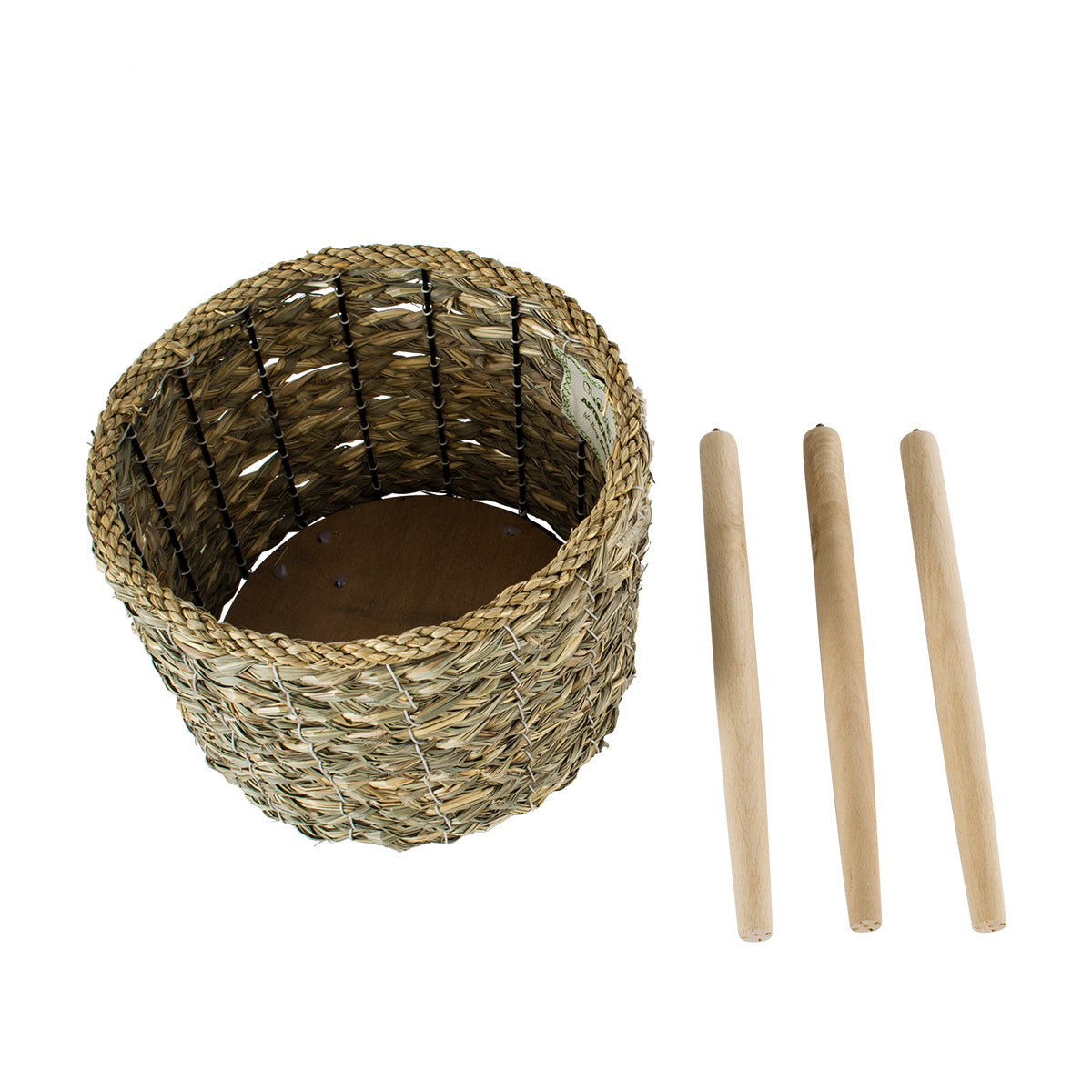 GloboStar® Artificial Garden SKOPELOS 20298 Διακοσμητικό Πλεκτό Καλάθι - Κασπώ Γλάστρα - Flower Pot Μπεζ με Καφέ Φ26cm x Υ55cm - ledmania.gr