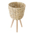 GloboStar® Artificial Garden LIMNOS 20299 Διακοσμητικό Πλεκτό Καλάθι - Κασπώ Γλάστρα - Flower Pot Μπεζ Φ26cm x Υ42cm - ledmania.gr