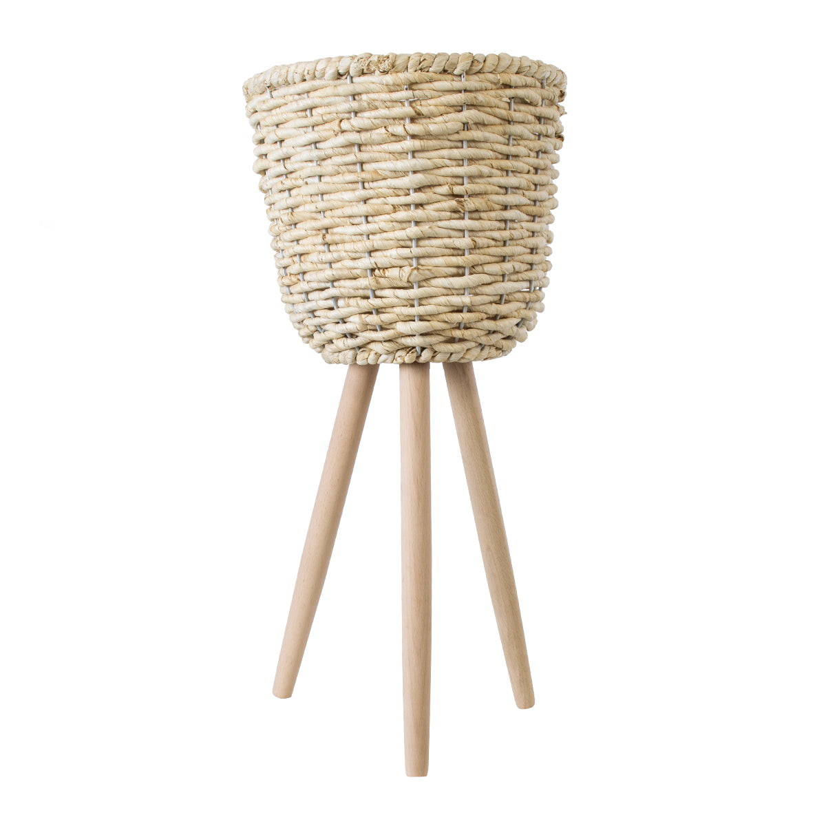 GloboStar® Artificial Garden LIMNOS 20300 Διακοσμητικό Πλεκτό Καλάθι - Κασπώ Γλάστρα - Flower Pot Μπεζ Φ37cm x Υ56cm - ledmania.gr