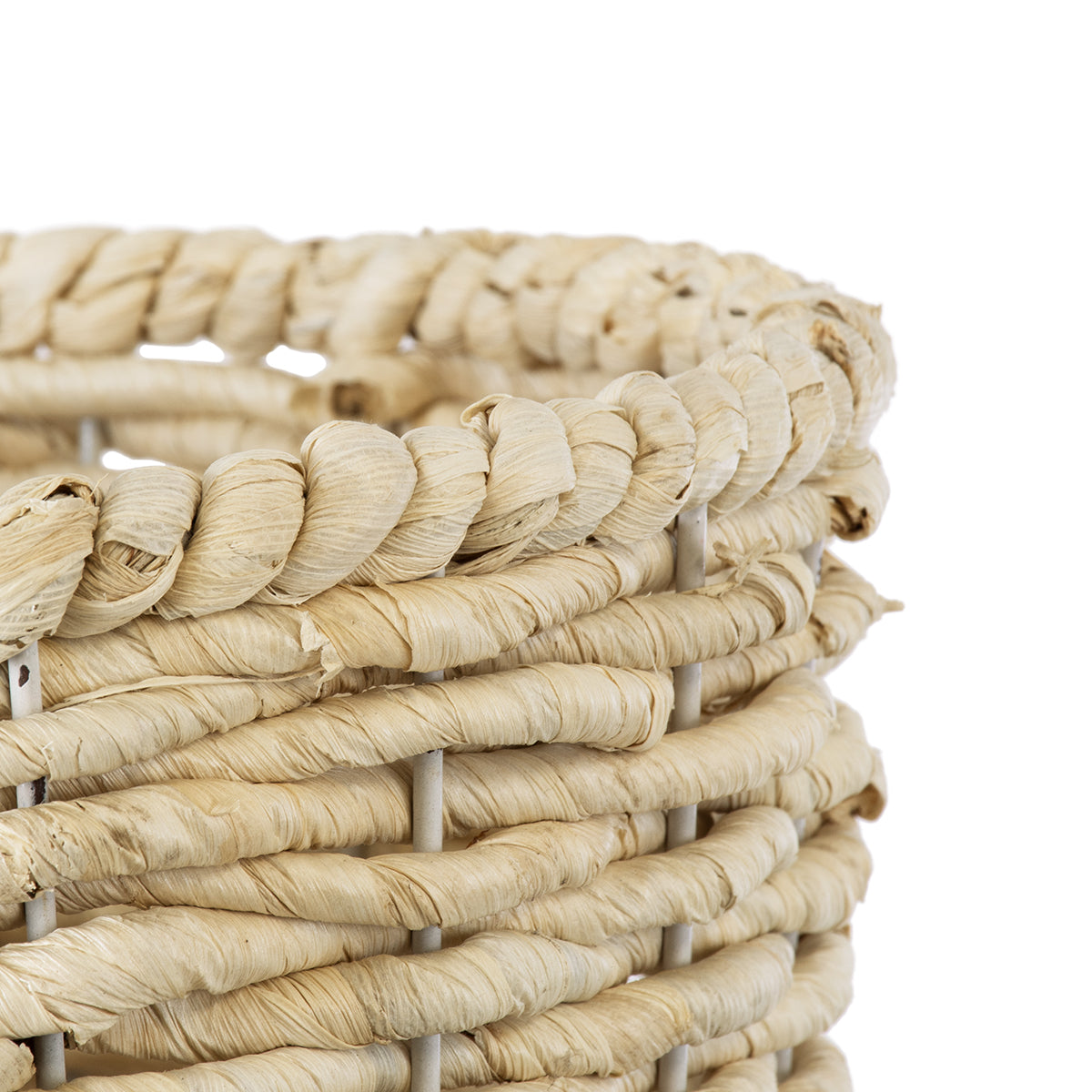 GloboStar® Artificial Garden LIMNOS 20300 Διακοσμητικό Πλεκτό Καλάθι - Κασπώ Γλάστρα - Flower Pot Μπεζ Φ37cm x Υ56cm - ledmania.gr