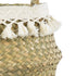 GloboStar® Artificial Garden MILOS 20306 Διακοσμητικό Ψάθινο Καλάθι - Κασπώ Γλάστρα - Flower Pot Μπεζ με Μακραμέ Φ17cm x Υ23cm - ledmania.gr