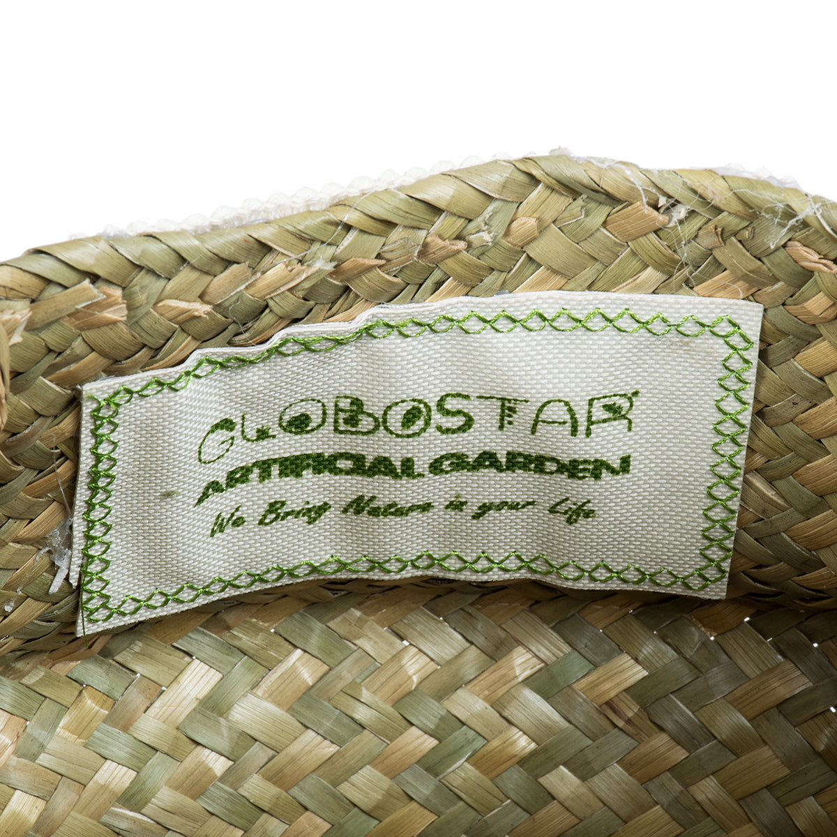 GloboStar® Artificial Garden MILOS 20306 Διακοσμητικό Ψάθινο Καλάθι - Κασπώ Γλάστρα - Flower Pot Μπεζ με Μακραμέ Φ17cm x Υ23cm - ledmania.gr