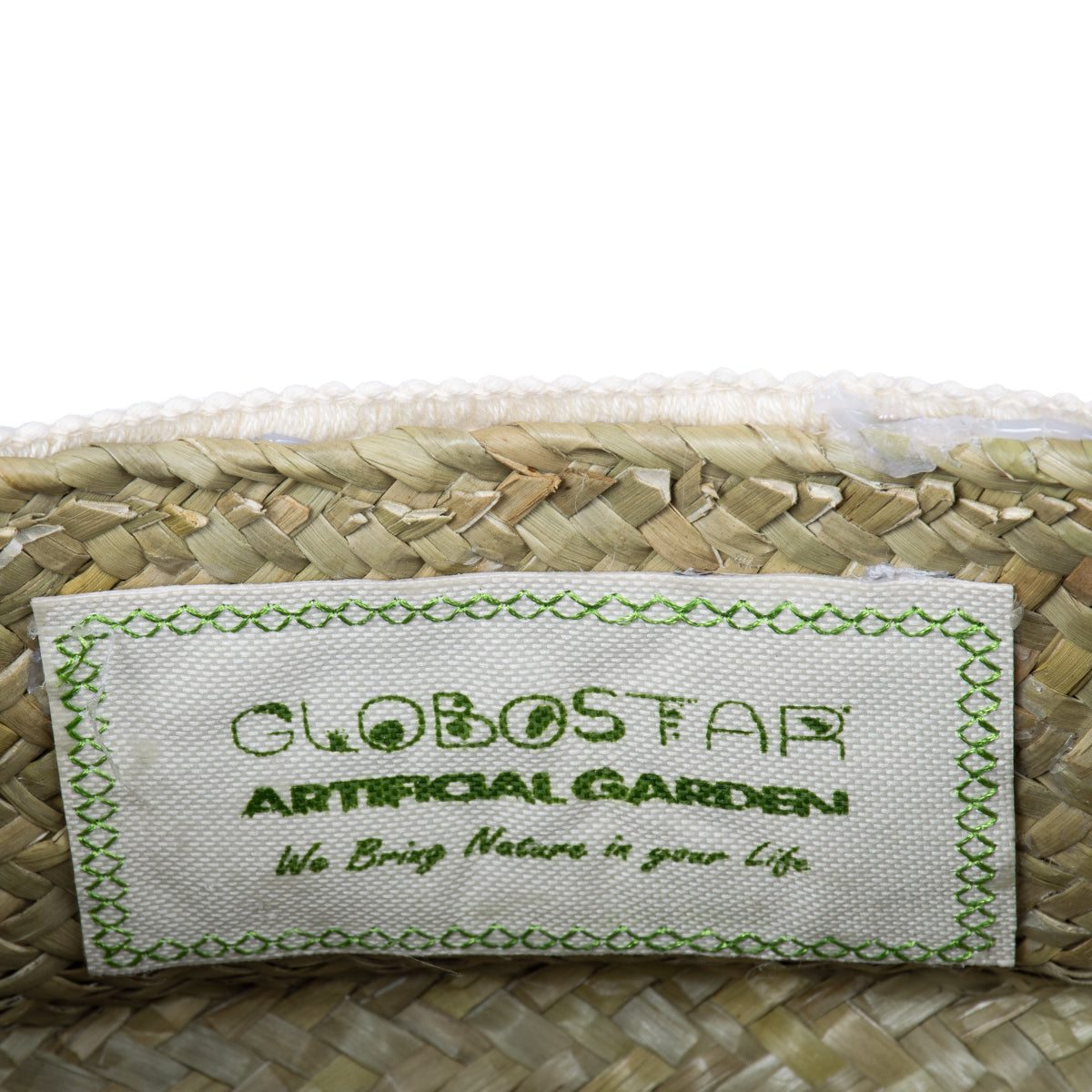 GloboStar® Artificial Garden MILOS 20307 Διακοσμητικό Ψάθινο Καλάθι - Κασπώ Γλάστρα - Flower Pot Μπεζ με Μακραμέ Φ21cm x Υ26cm - ledmania.gr