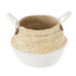 GloboStar® Artificial Garden KIMOLOS 20311 Διακοσμητικό Πλεκτό Καλάθι - Κασπώ Γλάστρα - Flower Pot Μπεζ με Λευκό Φ29cm x Υ30cm - ledmania.gr