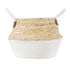 GloboStar® Artificial Garden KIMOLOS 20311 Διακοσμητικό Πλεκτό Καλάθι - Κασπώ Γλάστρα - Flower Pot Μπεζ με Λευκό Φ29cm x Υ30cm - ledmania.gr