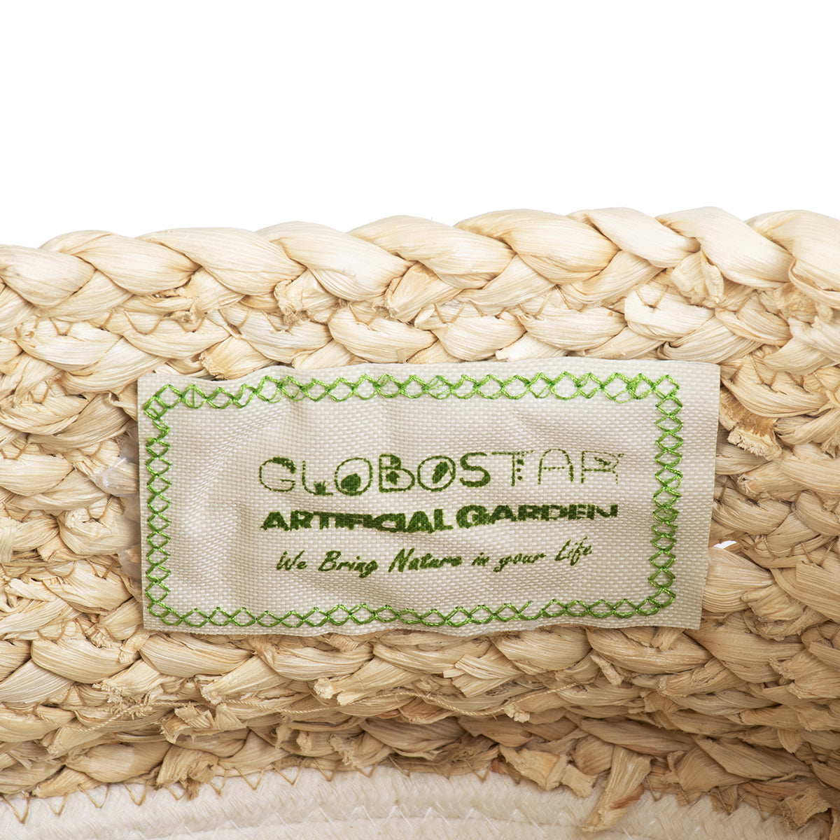 GloboStar® Artificial Garden KIMOLOS 20311 Διακοσμητικό Πλεκτό Καλάθι - Κασπώ Γλάστρα - Flower Pot Μπεζ με Λευκό Φ29cm x Υ30cm - ledmania.gr