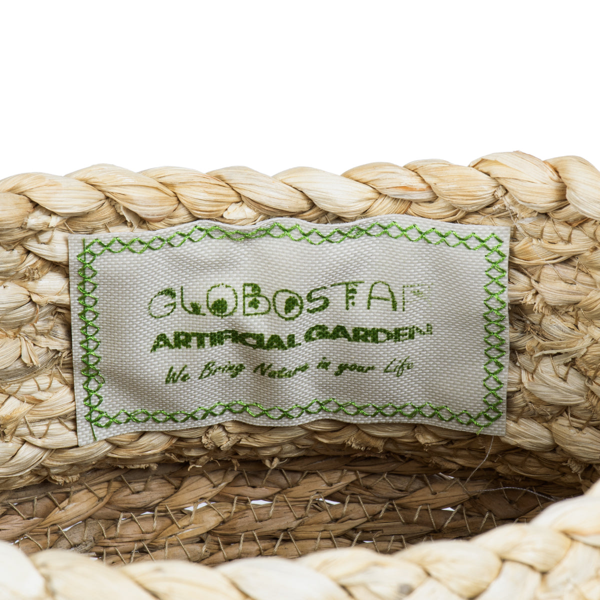 GloboStar® Artificial Garden ANDROS 20315 Διακοσμητικό Πλεκτό Καλάθι - Κασπώ Γλάστρα - Flower Pot Καφέ με Μπεζ Φ18cm x Υ21cm - ledmania.gr