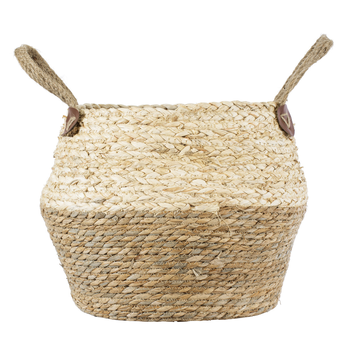 GloboStar® Artificial Garden ANDROS 20317 Διακοσμητικό Πλεκτό Καλάθι - Κασπώ Γλάστρα - Flower Pot Καφέ με Μπεζ Φ29cm x Υ30cm - ledmania.gr