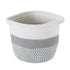 GloboStar® Artificial Garden POSITANO 20318 Διακοσμητικό Πλεκτό Καλάθι - Κασπώ Γλάστρα - Flower Pot Γκρι με Λευκό Φ20cm x Υ20cm - ledmania.gr