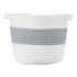 GloboStar® Artificial Garden KEFALONIA 20321 Διακοσμητικό Πλεκτό Καλάθι - Κασπώ Γλάστρα - Flower Pot Γκρι με Λευκό Φ20cm x Υ20cm - ledmania.gr