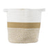 GloboStar® Artificial Garden ITHAKI 20323 Διακοσμητικό Πλεκτό Καλάθι - Κασπώ Γλάστρα - Flower Pot Καφέ με Λευκό Φ20cm x Υ20cm - ledmania.gr