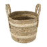 GloboStar® Artificial Garden NAXOS 20333 Διακοσμητικό Πλεκτό Καλάθι - Κασπώ Γλάστρα - Flower Pot Μπεζ με Καφέ Φ30cm x Υ26cm - ledmania.gr