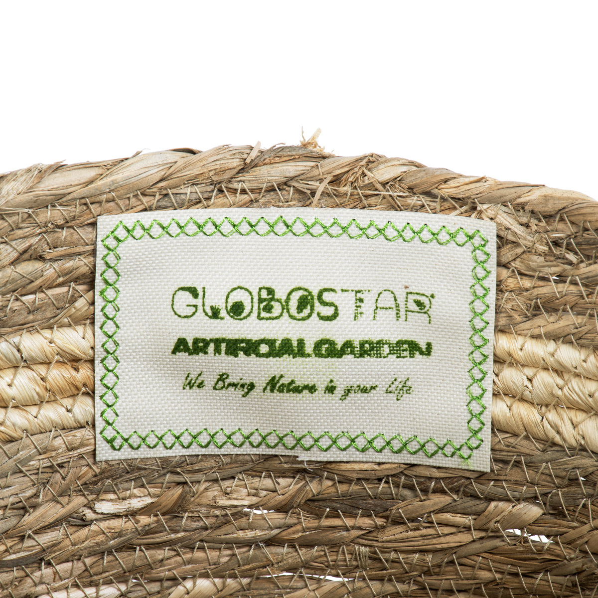 GloboStar® Artificial Garden NAXOS 20334 Διακοσμητικό Πλεκτό Καλάθι - Κασπώ Γλάστρα - Flower Pot Μπεζ με Καφέ Φ35cm x Υ30cm - ledmania.gr
