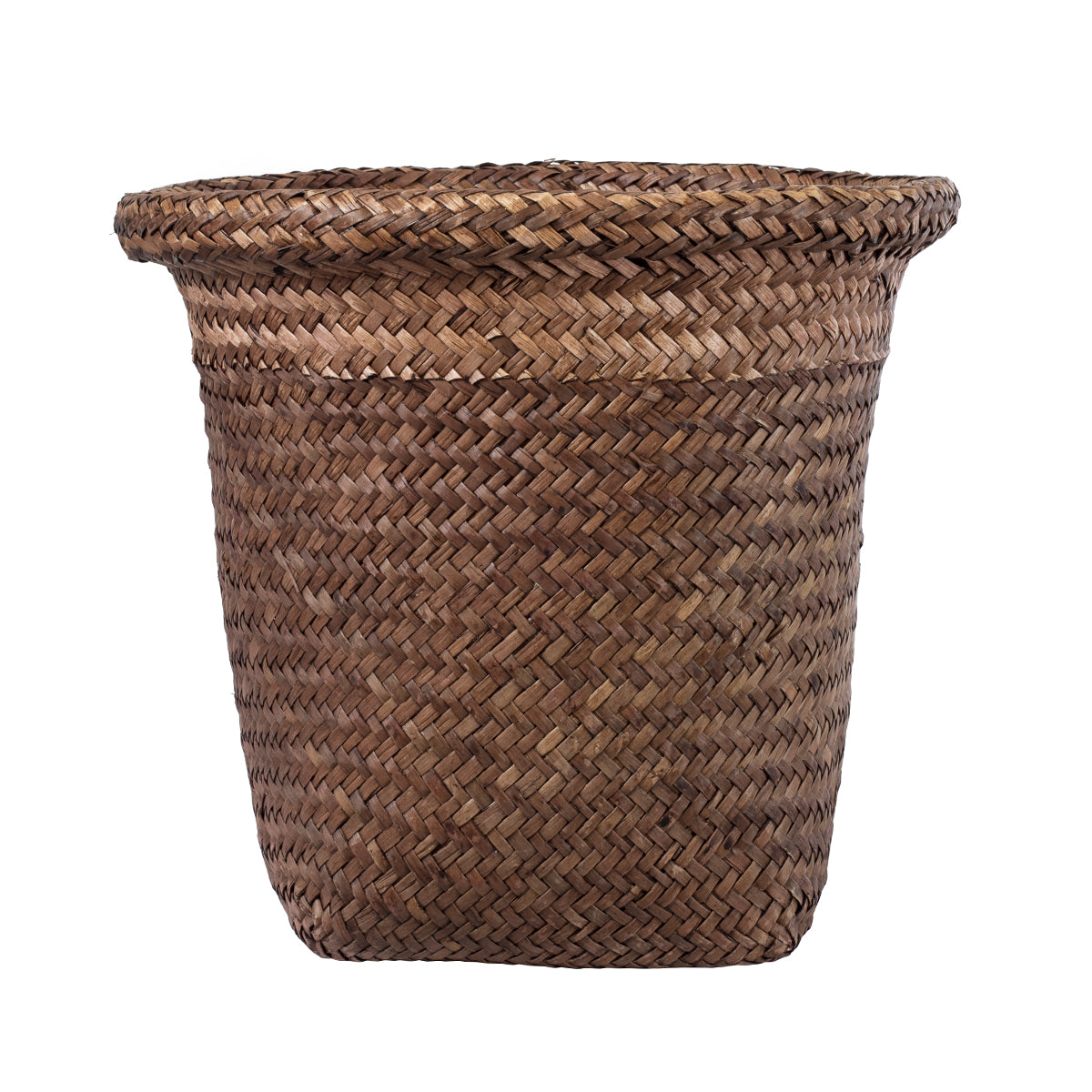 GloboStar® Artificial Garden SKIATHOS 20345 Διακοσμητικό Ψάθινο Καλάθι - Κασπώ Γλάστρα - Flower Pot Καφέ Φ24cm x Υ24cm - ledmania.gr