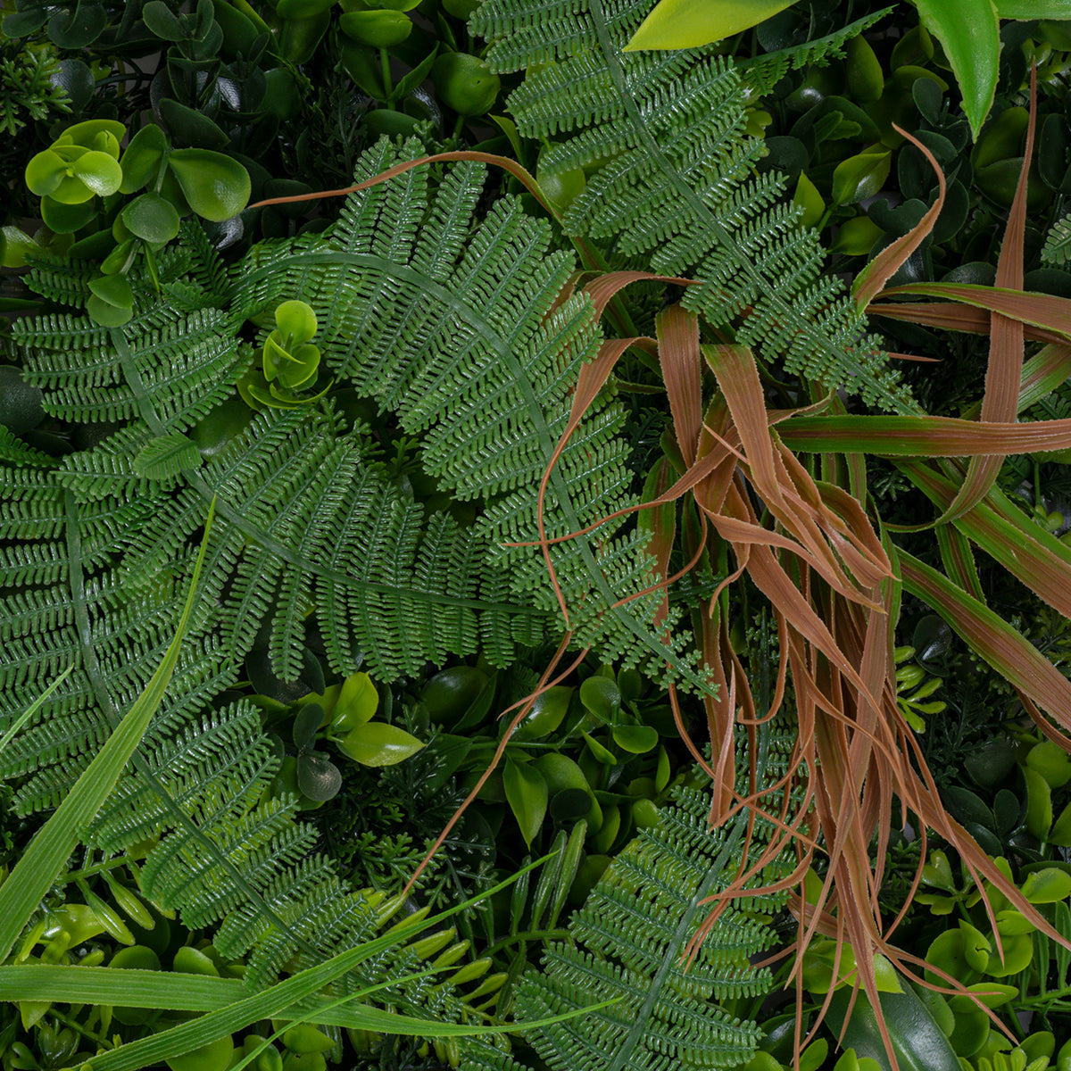 GloboStar® Artificial Garden JUNGLE FERN 20351 Τεχνητό Διακοσμητικό Πάνελ Φυλλωσιάς - Κάθετος Κήπος σύνθεση Ζούγκλα Φτέρης Μ100 x Π100 x Υ20cm - ledmania.gr