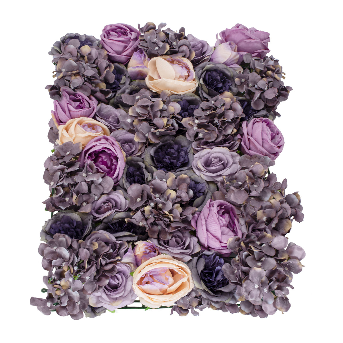 GloboStar® Artificial Garden ROSES STORY 20352 Τεχνητό Διακοσμητικό Πάνελ Λουλουδιών - Κάθετος Κήπος σύνθεση Μωβ & Ροζ Τριαντάφυλλα Μ40 x Π60 x Υ8cm - ledmania.gr