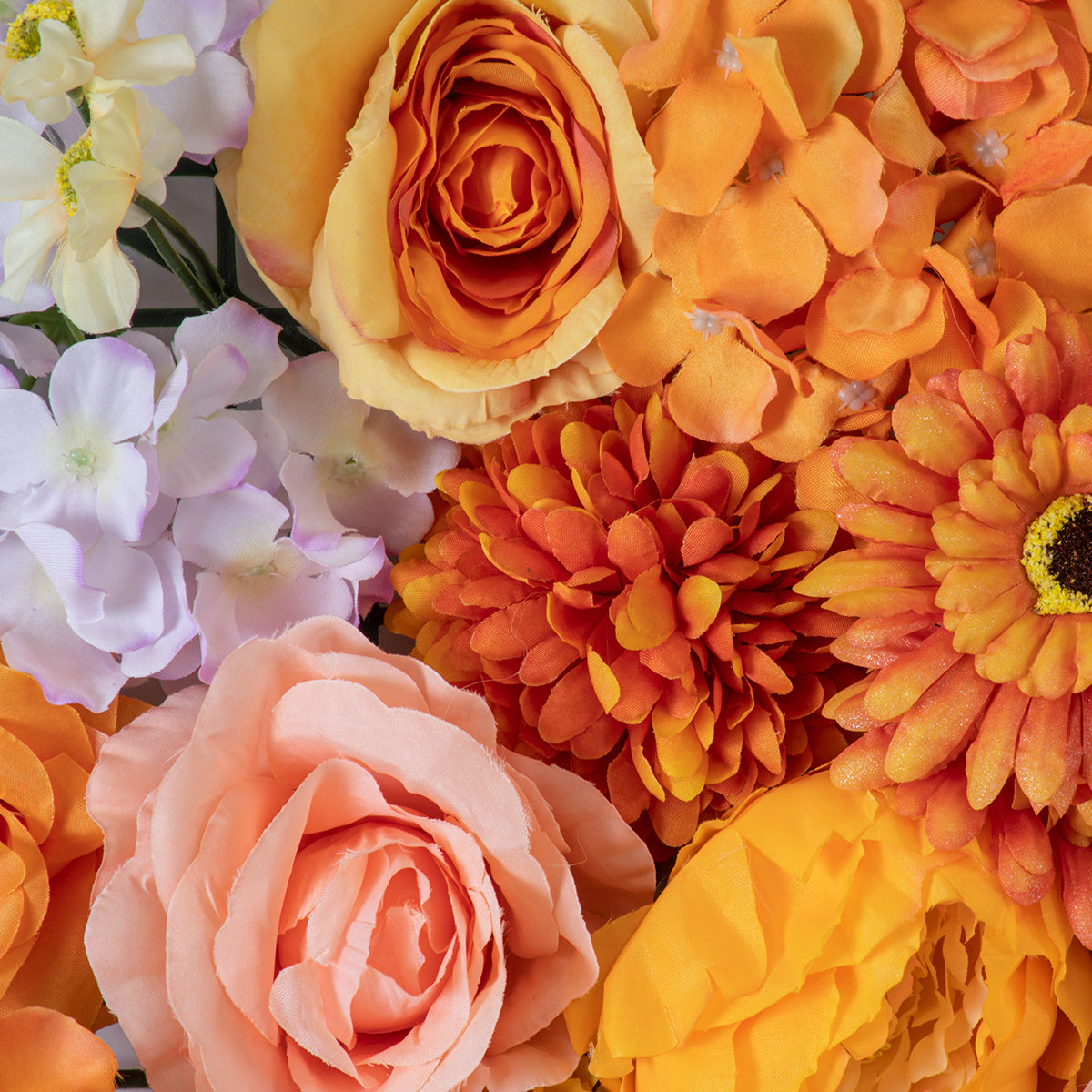 GloboStar® Artificial Garden ROSES STORY 20354 Τεχνητό Διακοσμητικό Πάνελ Λουλουδιών - Κάθετος Κήπος σύνθεση Πορτοκαλί & Ροζ Τριαντάφυλλα Μ40 x Π60 x Υ12cm - ledmania.gr