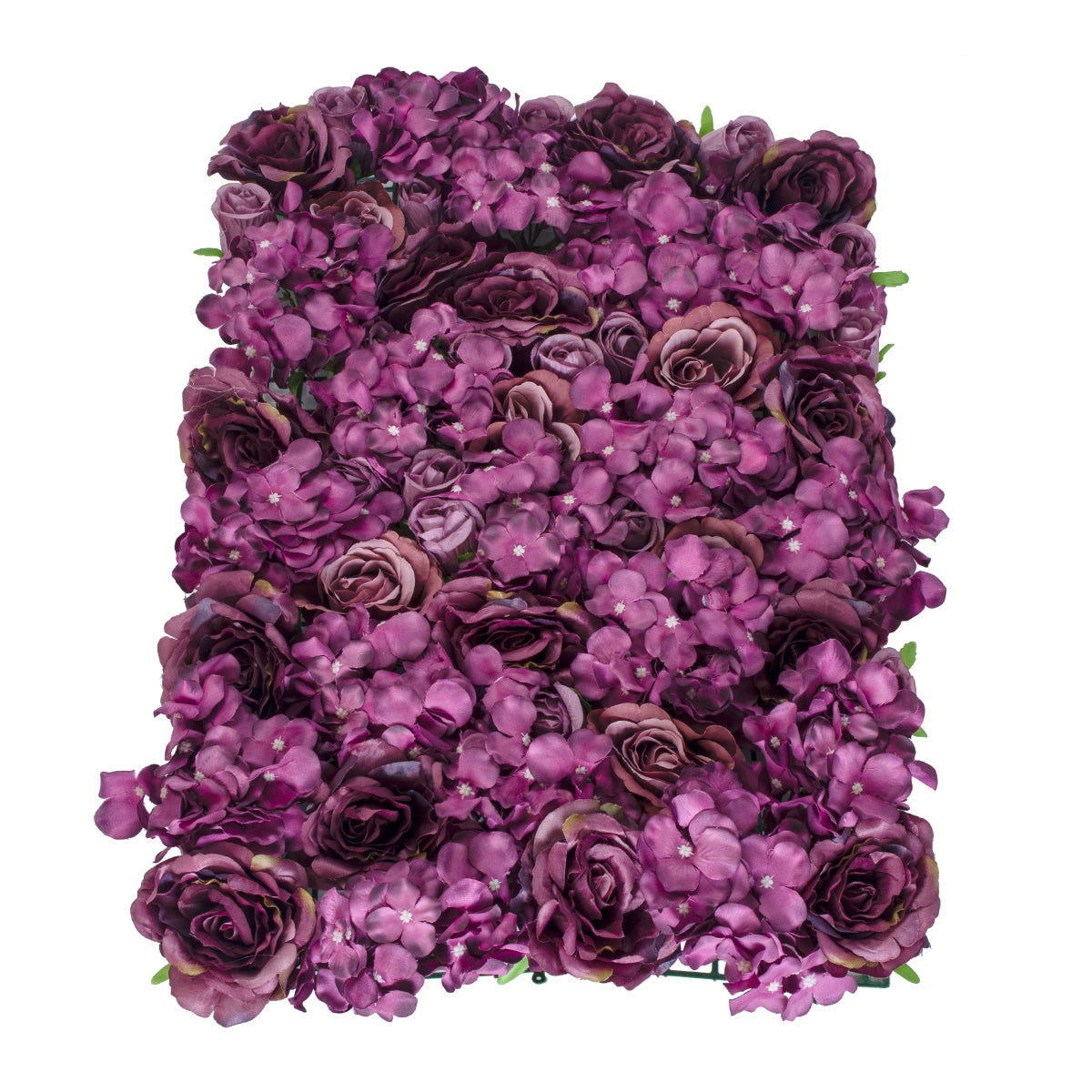 GloboStar® Artificial Garden ROSES STORY 20356 Τεχνητό Διακοσμητικό Πάνελ Λουλουδιών - Κάθετος Κήπος σύνθεση Φουξ & Βυσσινί Τριαντάφυλλα Μ40 x Π60 x Υ10cm - ledmania.gr