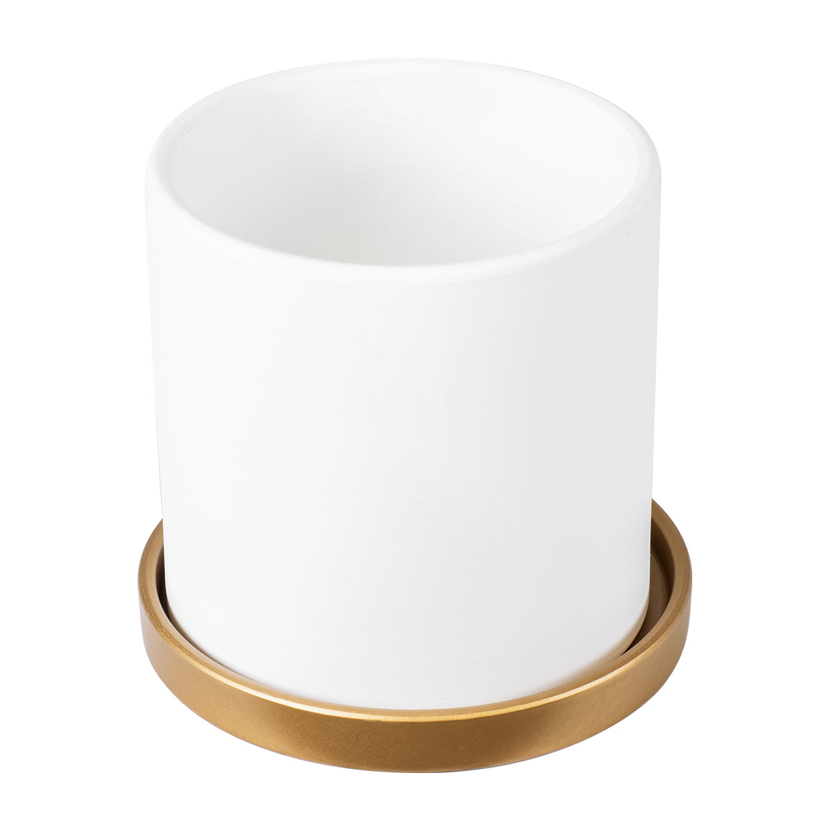 GloboStar® Artificial Garden KASOS 20444 Πήλινο Κεραμικό Κασπώ Γλάστρα - Flower Pot Λευκό με Χρυσό Φ15cm x Υ15cm - ledmania.gr