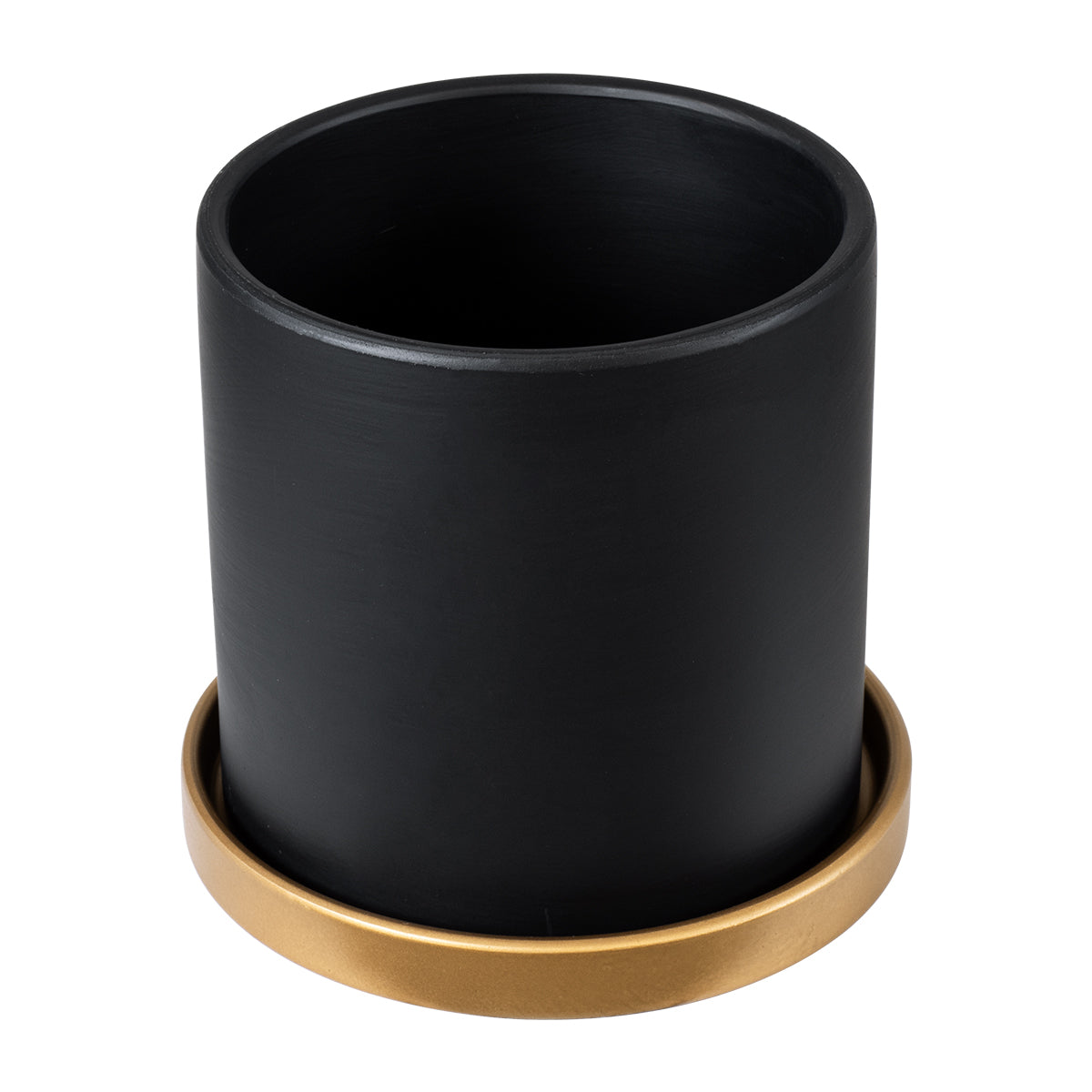 GloboStar® Artificial Garden ELAFONISOS 20446 Πήλινο Κεραμικό Κασπώ Γλάστρα - Flower Pot Μαύρο με Χρυσό Φ15cm x Υ15cm - ledmania.gr