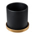 GloboStar® Artificial Garden ELAFONISOS 20446 Πήλινο Κεραμικό Κασπώ Γλάστρα - Flower Pot Μαύρο με Χρυσό Φ15cm x Υ15cm - ledmania.gr