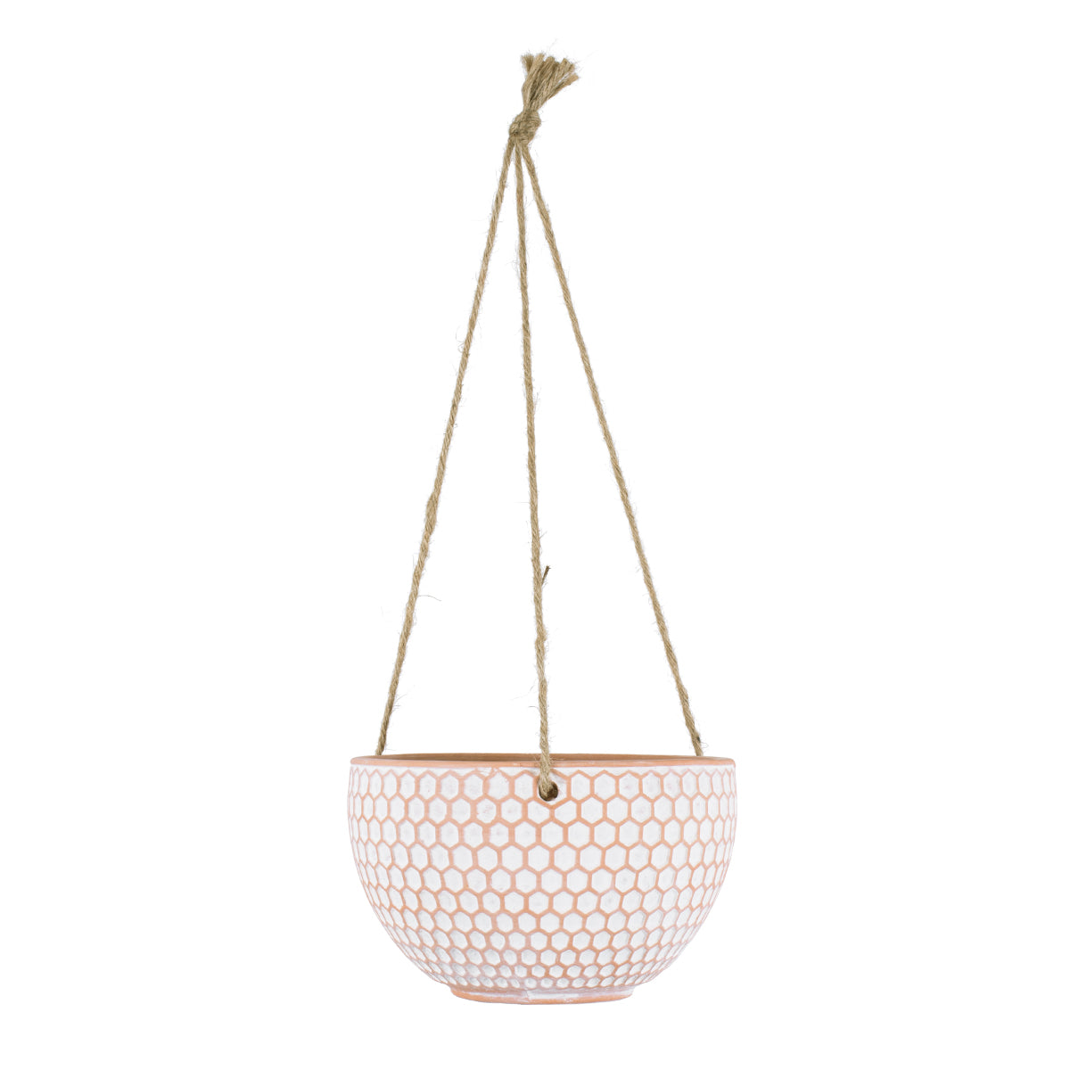GloboStar® Artificial Garden CHIOS 20462 Κρεμαστό Πήλινο Κεραμικό Κασπώ Γλάστρα - Flower Pot Κεραμιδί με Λευκό Φ19.5cm x Υ11.5cm - ledmania.gr
