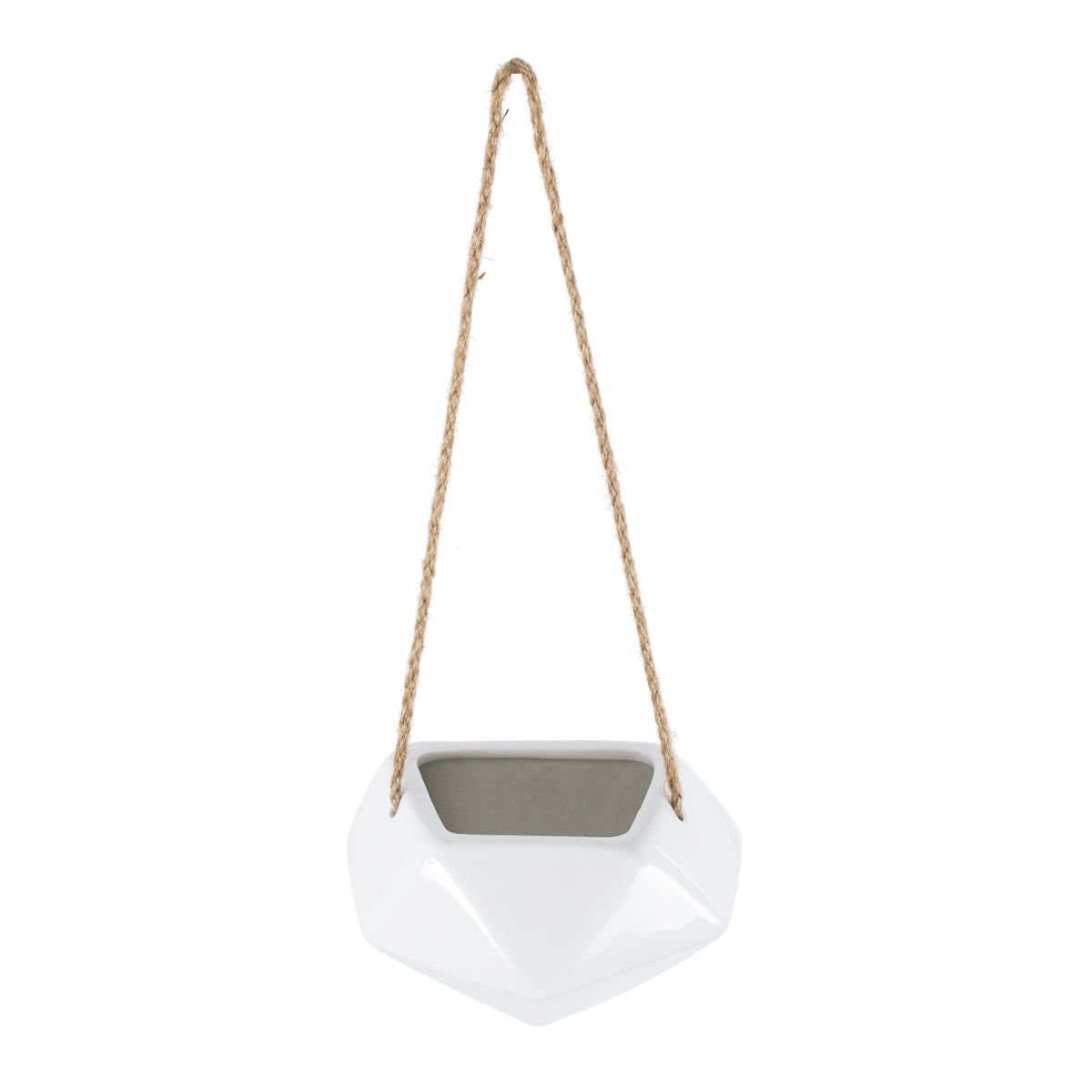 GloboStar® Artificial Garden HERAKLIO 20467 Κρεμαστό Πήλινο Κεραμικό Κασπώ Γλάστρα - Flower Pot Λευκό Μ13.5cm x Π15.5 x Υ37cm - ledmania.gr