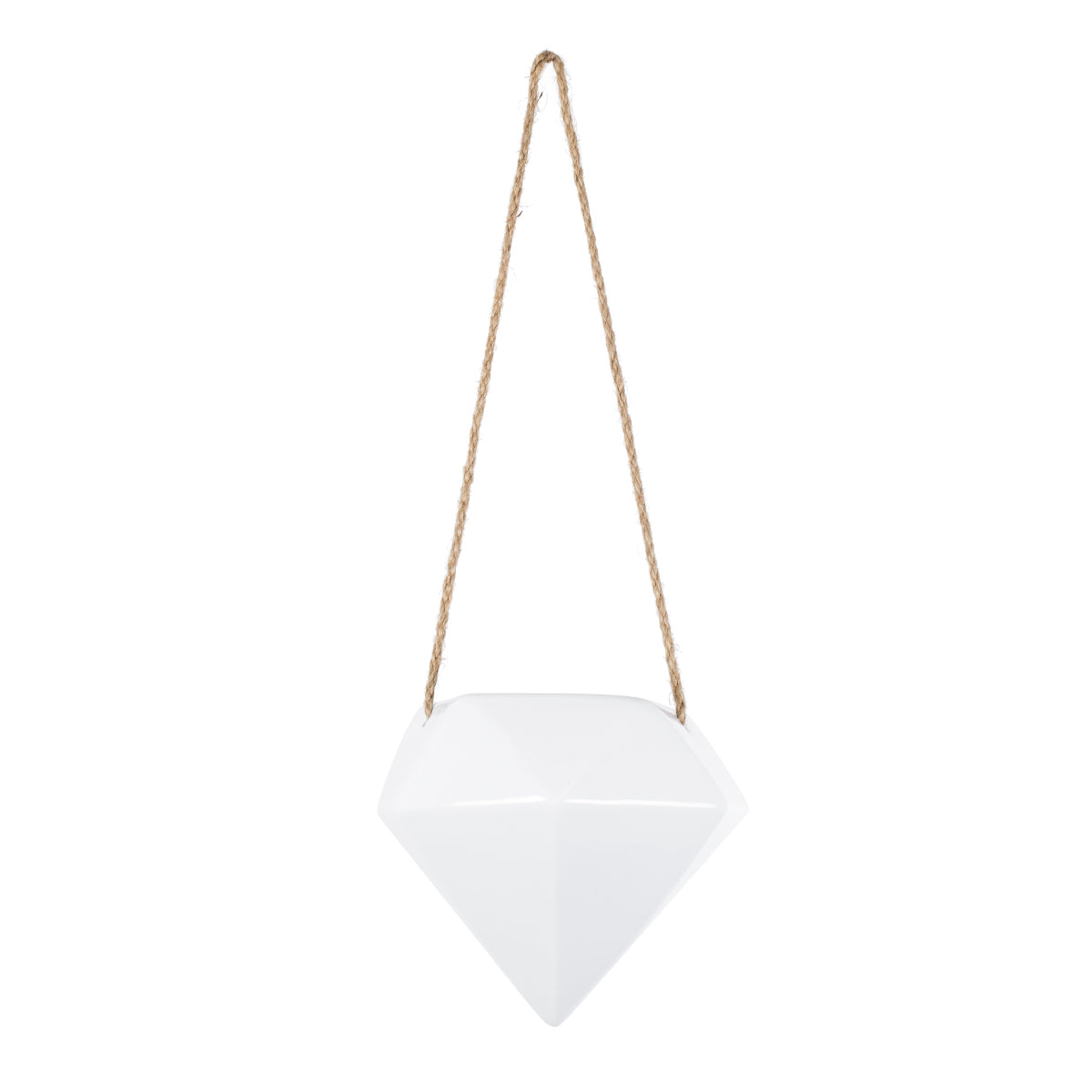 GloboStar® Artificial Garden HERAKLIO 20467 Κρεμαστό Πήλινο Κεραμικό Κασπώ Γλάστρα - Flower Pot Λευκό Μ13.5cm x Π15.5 x Υ37cm - ledmania.gr