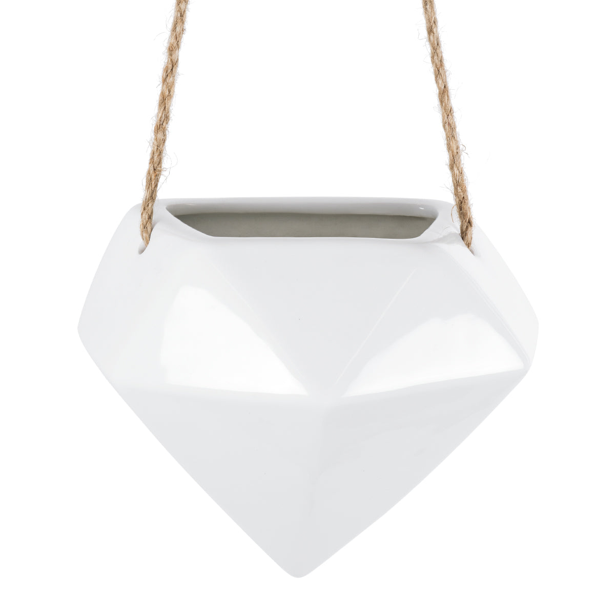 GloboStar® Artificial Garden HERAKLIO 20467 Κρεμαστό Πήλινο Κεραμικό Κασπώ Γλάστρα - Flower Pot Λευκό Μ13.5cm x Π15.5 x Υ37cm - ledmania.gr