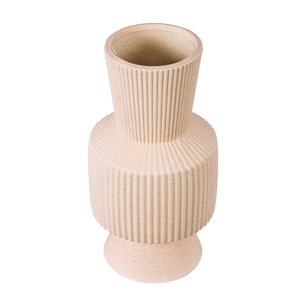 GloboStar® Artificial Garden CAPRI 20468 Πήλινο Κεραμικό Κασπώ Γλάστρα - Flower Pot Απαλό Μπεζ Φ7.5cm x Υ20cm - ledmania.gr