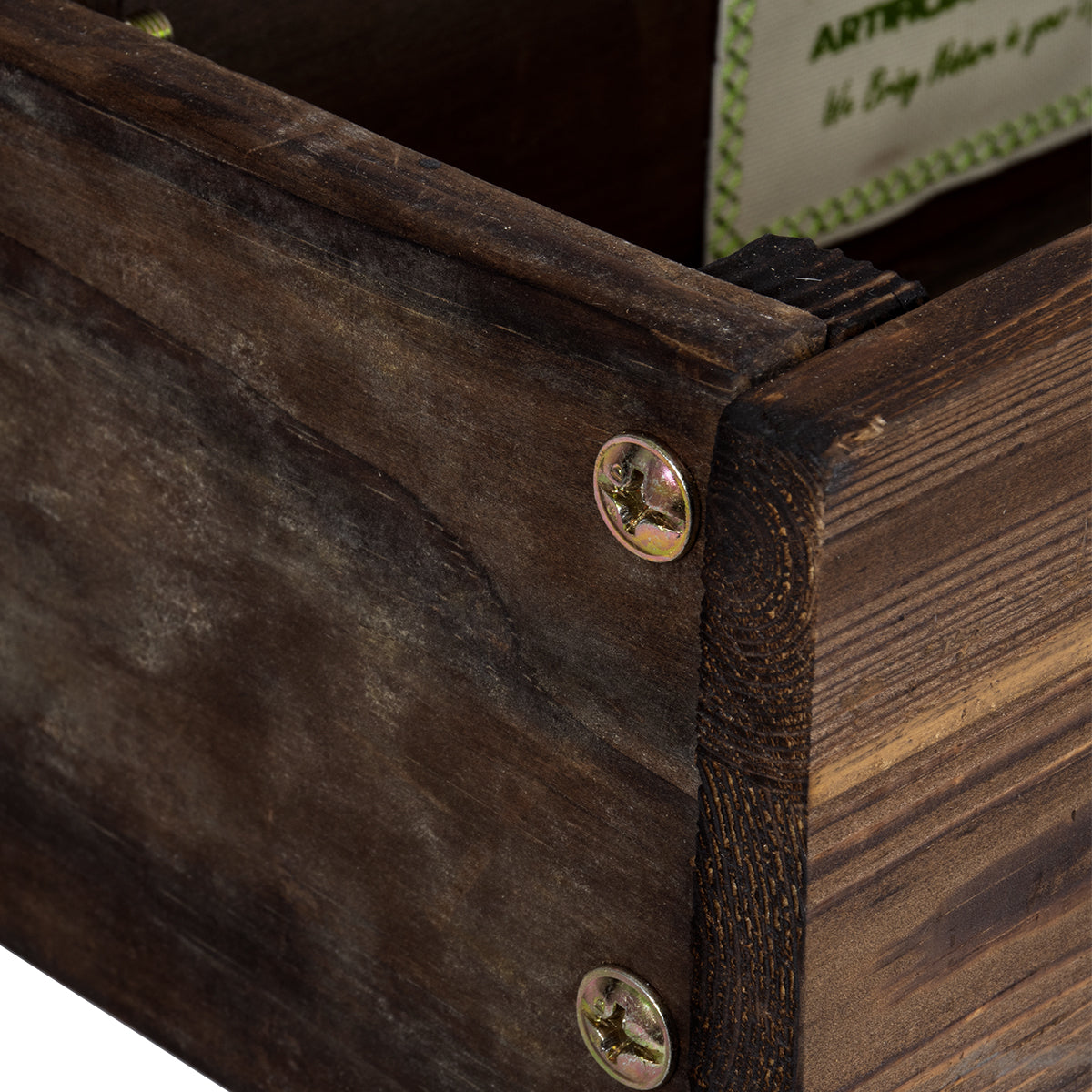 GloboStar® Artificial Garden SIKINOS 20477 Επιτοίχιο Ξύλινο Κασπώ Γλάστρα - Flower Pot Καφέ Φ38cm x Υ45cm - ledmania.gr