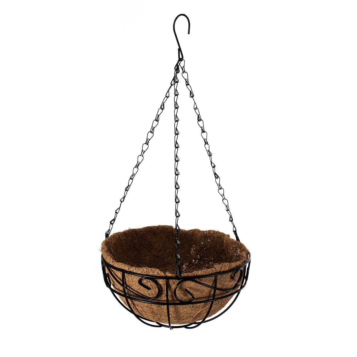 GloboStar® Artificial Garden KARYSTOS 20483 Κρεμαστό Κασπώ Γλάστρα - Flower Pot από Φλοιό Καρύδας Καφέ με Μαύρο Φ25cm x Υ15cm - ledmania.gr