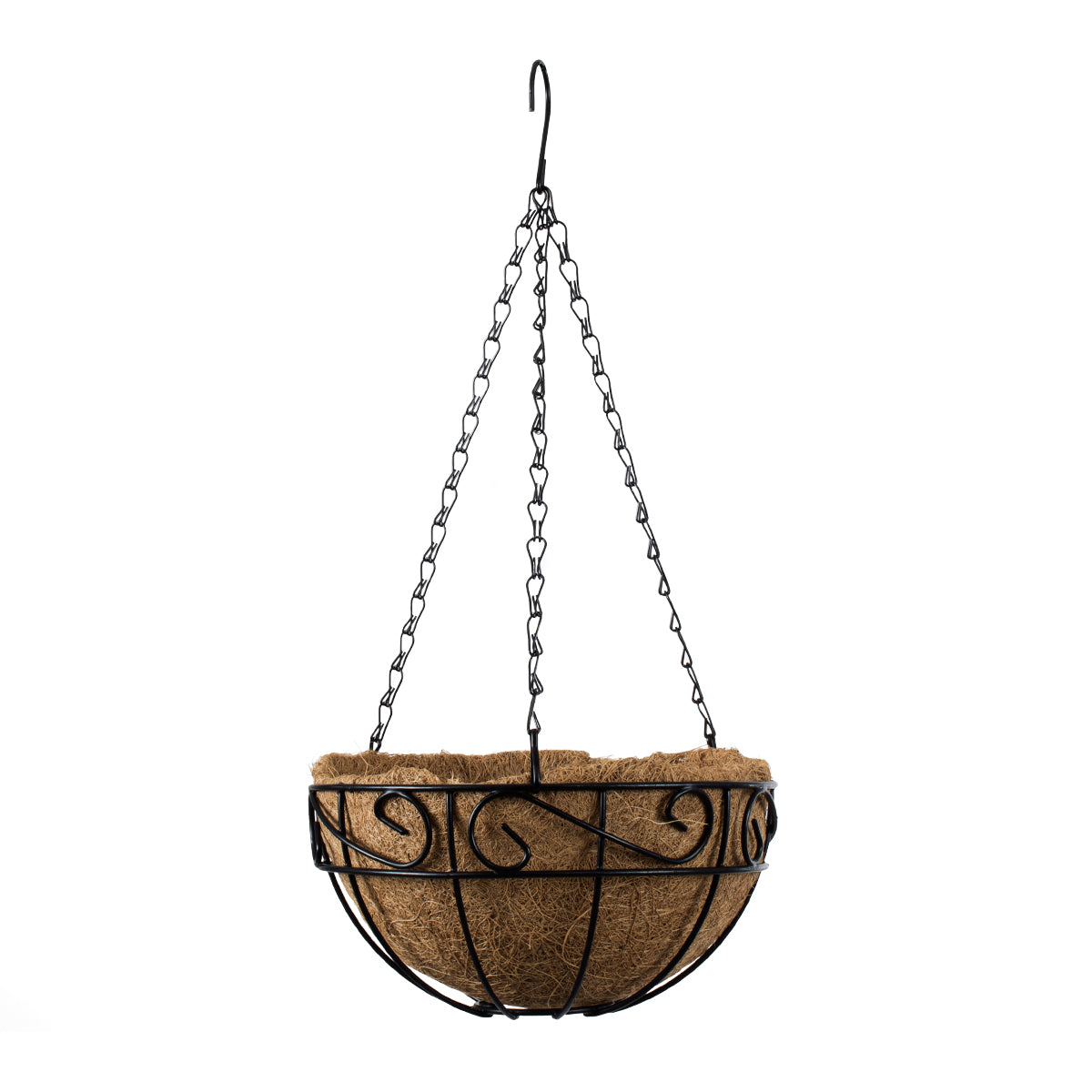 GloboStar® Artificial Garden KARYSTOS 20483 Κρεμαστό Κασπώ Γλάστρα - Flower Pot από Φλοιό Καρύδας Καφέ με Μαύρο Φ25cm x Υ15cm - ledmania.gr