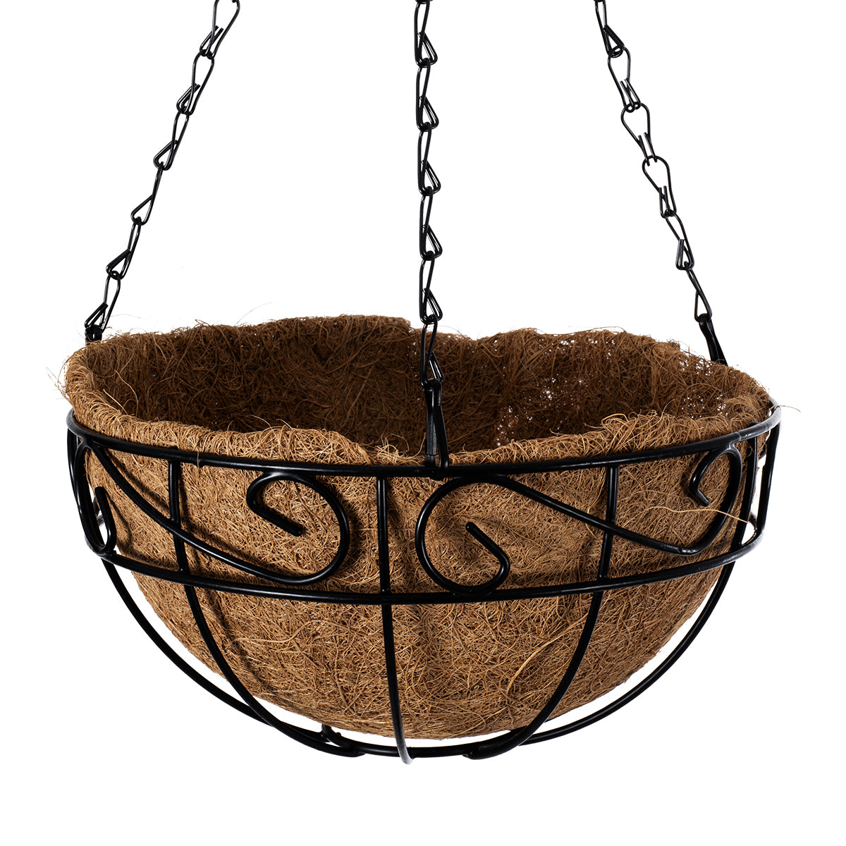 GloboStar® Artificial Garden KARYSTOS 20483 Κρεμαστό Κασπώ Γλάστρα - Flower Pot από Φλοιό Καρύδας Καφέ με Μαύρο Φ25cm x Υ15cm - ledmania.gr