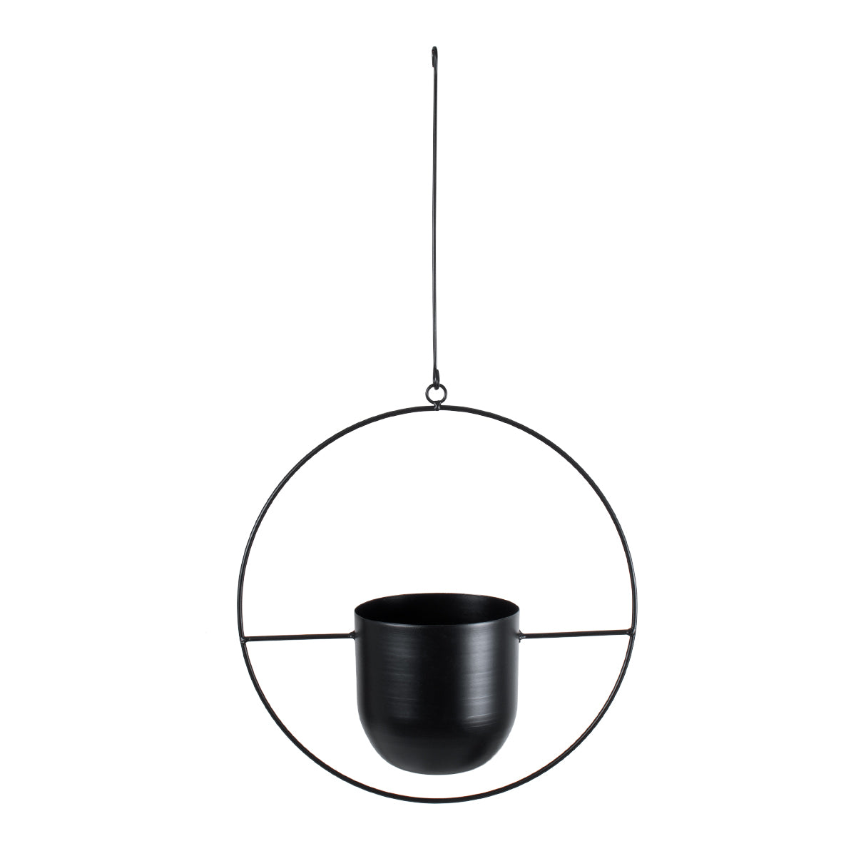 GloboStar® Artificial Garden TILOS 20485 Κρεμαστό Μεταλλικό Κασπώ Γλάστρα - Flower Pot Μαύρο Φ35cm x Υ15cm - ledmania.gr