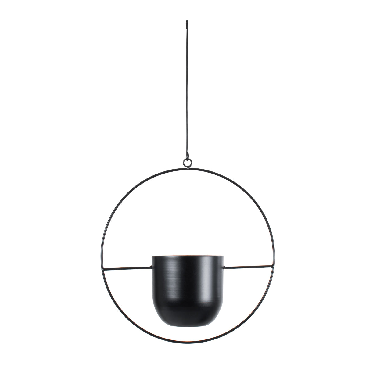 GloboStar® Artificial Garden TILOS 20485 Κρεμαστό Μεταλλικό Κασπώ Γλάστρα - Flower Pot Μαύρο Φ35cm x Υ15cm - ledmania.gr