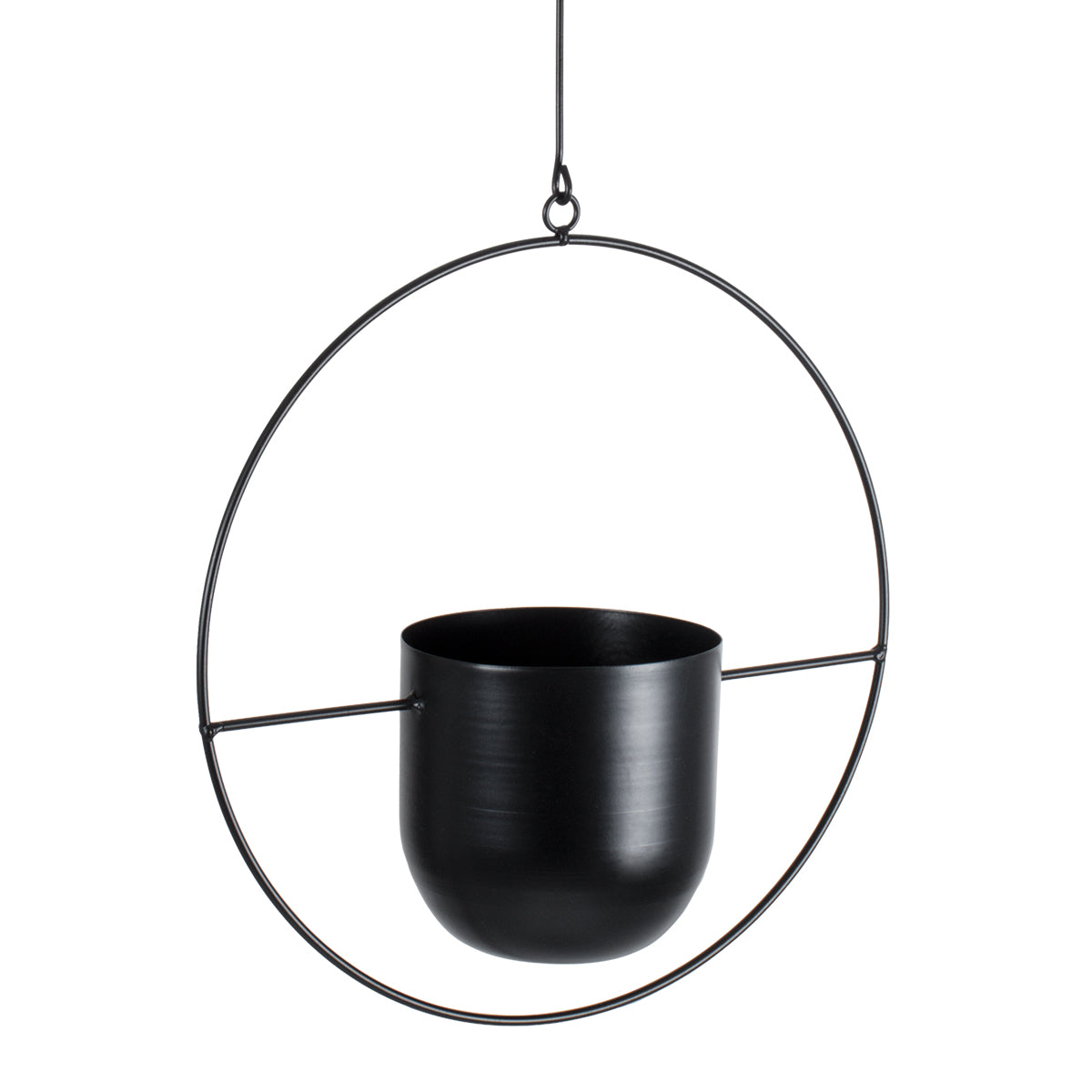 GloboStar® Artificial Garden TILOS 20485 Κρεμαστό Μεταλλικό Κασπώ Γλάστρα - Flower Pot Μαύρο Φ35cm x Υ15cm - ledmania.gr