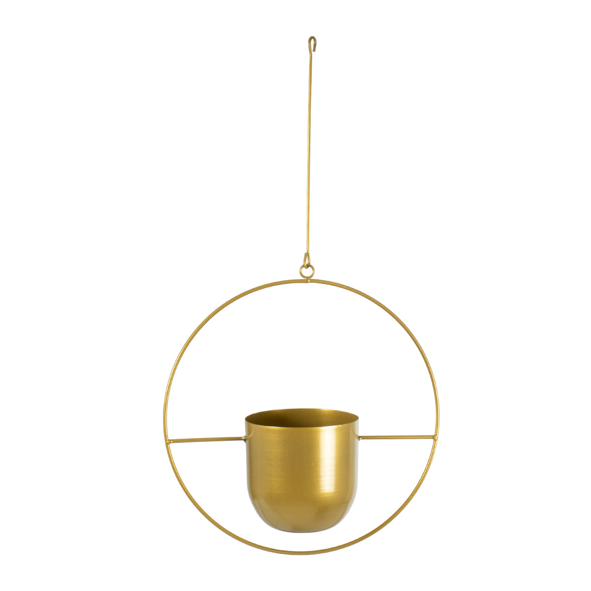 GloboStar® Artificial Garden TILOS 20486 Κρεμαστό Μεταλλικό Κασπώ Γλάστρα - Flower Pot Χρυσό Φ35cm x Υ15cm - ledmania.gr