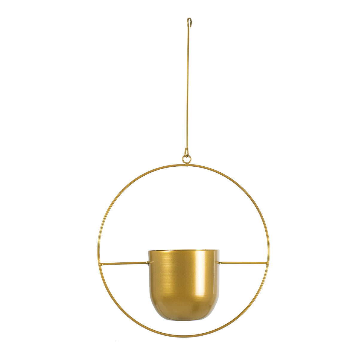 GloboStar® Artificial Garden TILOS 20486 Κρεμαστό Μεταλλικό Κασπώ Γλάστρα - Flower Pot Χρυσό Φ35cm x Υ15cm - ledmania.gr