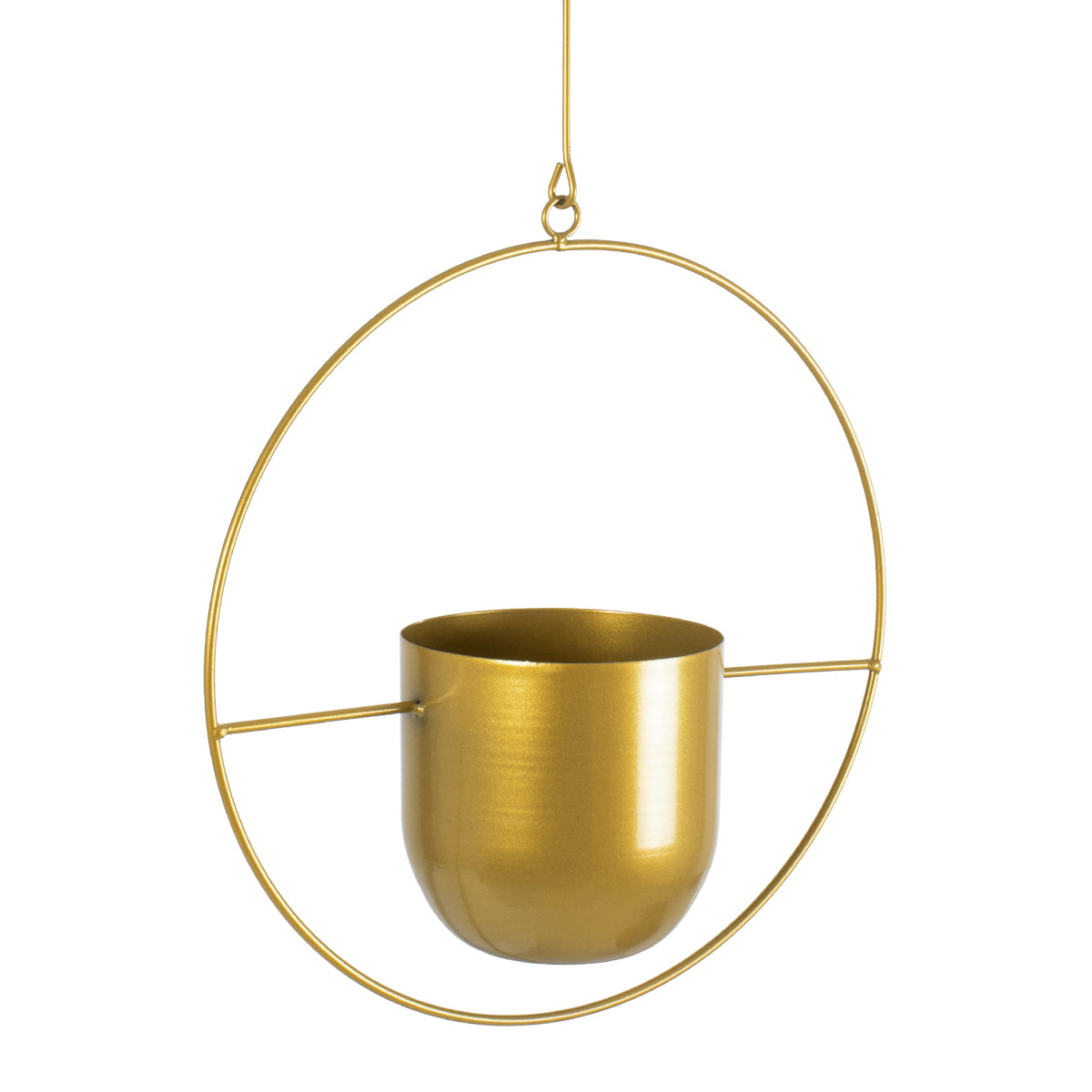 GloboStar® Artificial Garden TILOS 20486 Κρεμαστό Μεταλλικό Κασπώ Γλάστρα - Flower Pot Χρυσό Φ35cm x Υ15cm - ledmania.gr