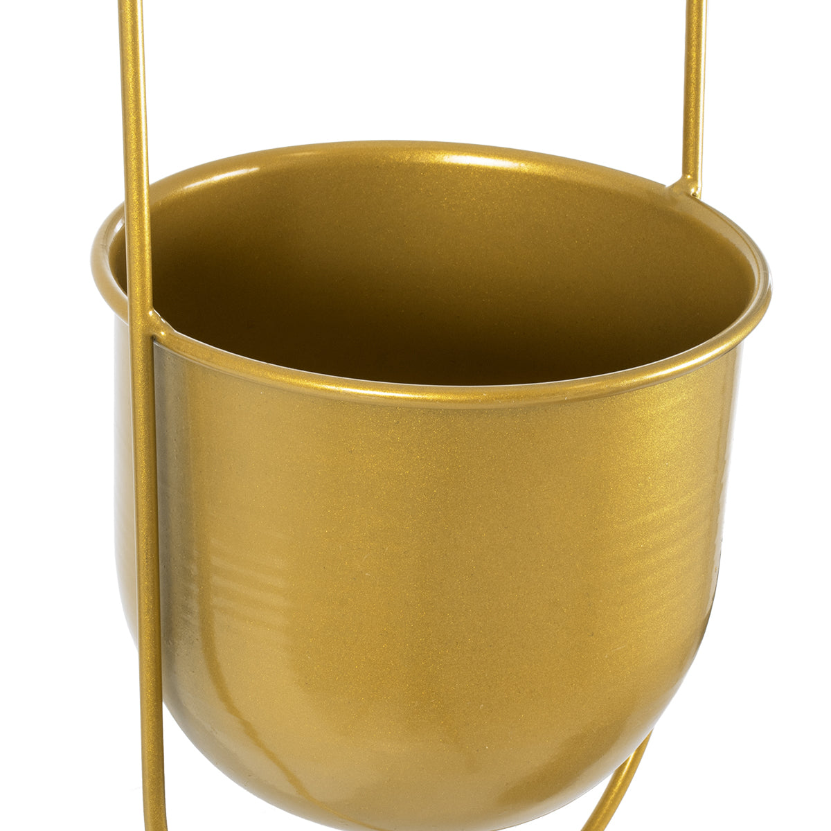 GloboStar® Artificial Garden NISYROS 20488 Κρεμαστό Μεταλλικό Κασπώ Γλάστρα - Flower Pot Χρυσό Φ16cm x Υ52cm - ledmania.gr