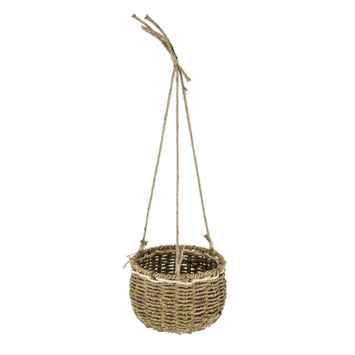 GloboStar® Artificial Garden POROS 20489 Κρεμαστό Πλεκτό Καλάθι - Κασπώ Γλάστρα - Flower Pot Μπεζ Φ20cm x Υ50cm - ledmania.gr