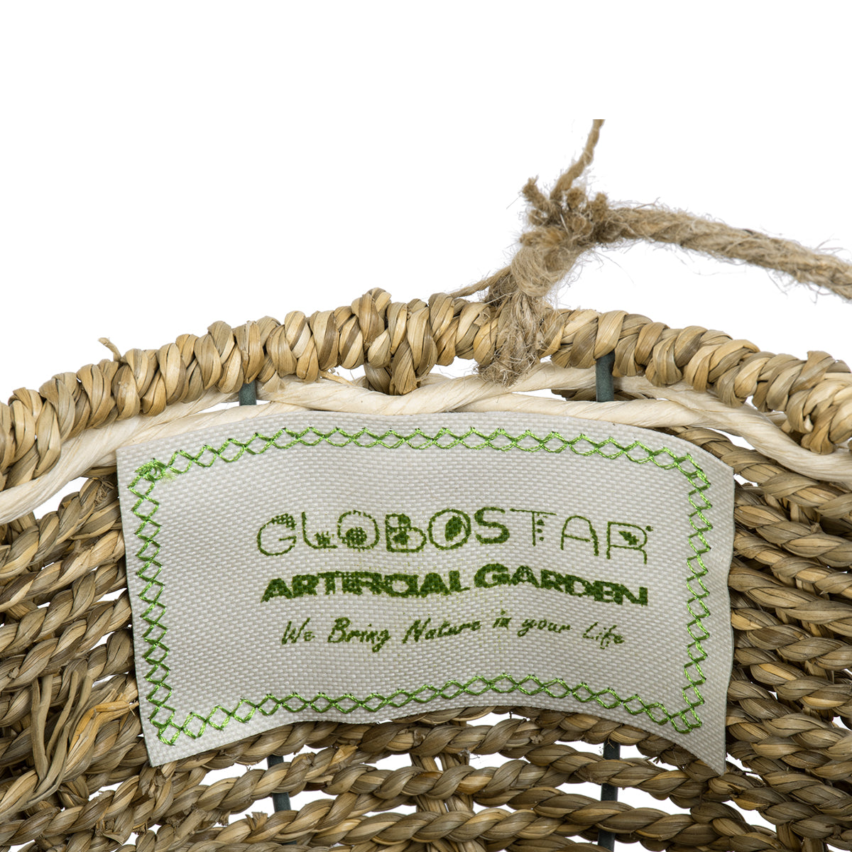 GloboStar® Artificial Garden POROS 20489 Κρεμαστό Πλεκτό Καλάθι - Κασπώ Γλάστρα - Flower Pot Μπεζ Φ20cm x Υ50cm - ledmania.gr