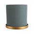 GloboStar® Artificial Garden NAPOLI 20495 Διακοσμητικό Κεραμικό Κασπώ Γλάστρα - Flower Pot Γκρι Μπλε με Χρυσό Φ20 x Υ20cm - ledmania.gr