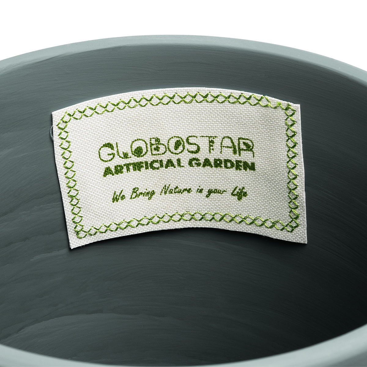GloboStar® Artificial Garden NAPOLI 20495 Διακοσμητικό Κεραμικό Κασπώ Γλάστρα - Flower Pot Γκρι Μπλε με Χρυσό Φ20 x Υ20cm - ledmania.gr