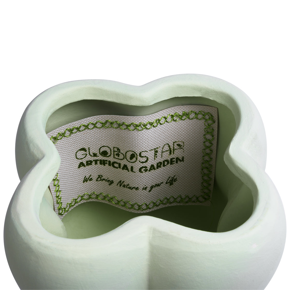 GloboStar® Artificial Garden ATHENA 20499 Διακοσμητικό Κεραμικό Κασπώ Γλάστρα - Flower Pot Πράσινο Ανοιχτό Μ13 x Π13 x Υ14cm - ledmania.gr